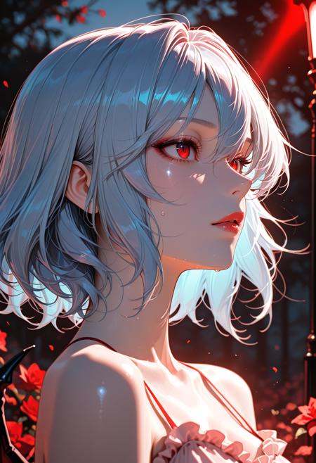 masterpiece, newest, absurdres, best quality, hires, 1girl, remilia scarlet \(touhou project\), outdoors, portrait, volumetric lighting