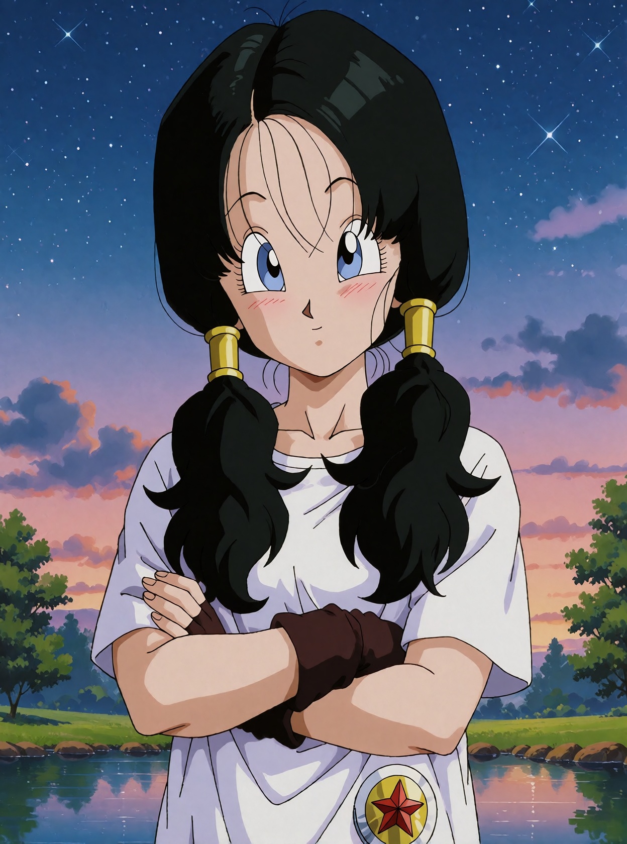 Videl from Dragon Ball Z,  a slender athletic girl about 157 cm,  pale skin on Tensor.Art