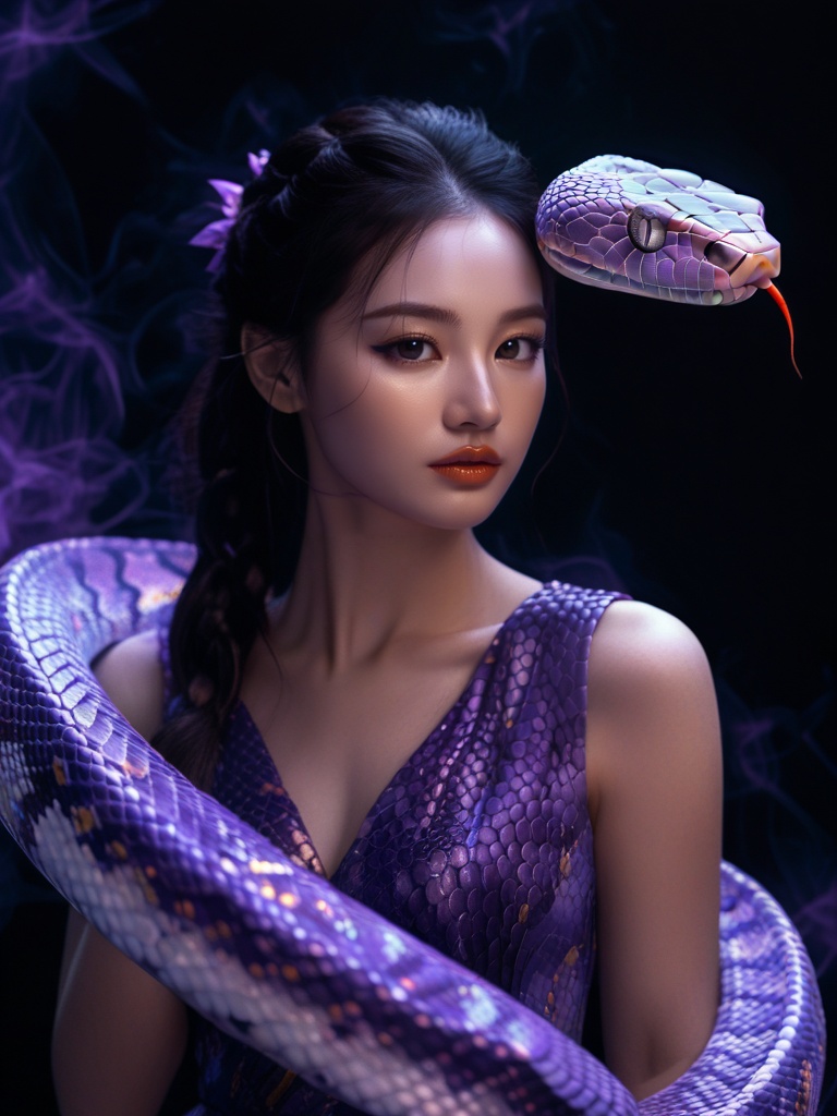 a girl wearing a purple dress,  ((lighting)),  fantasy on Tensor.Art