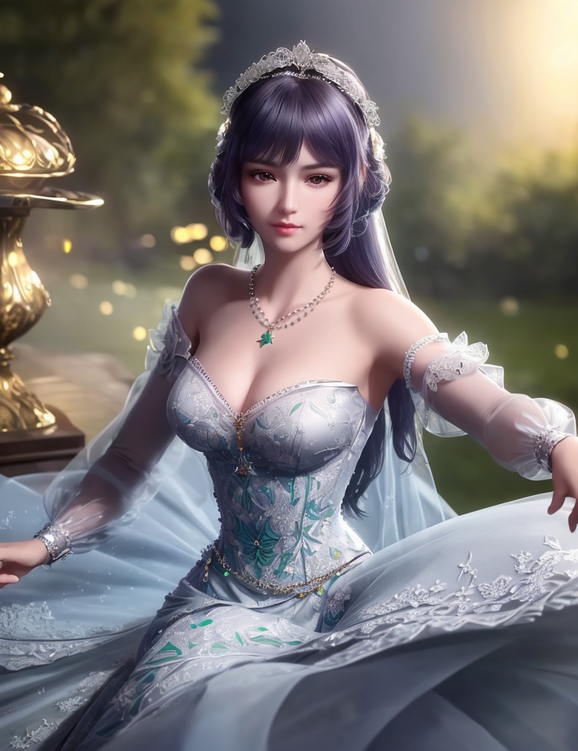 ultra realistic 8k cg, picture-perfect face, flawless, clean, masterpiece, professional artwork, famous artwork, cinematic lighting, cinematic bloom, perfect face, beautiful face, fantasy, dreamlike, unreal, science fiction,   lace, lace trim, lace-trimmed legwear,  (rich:1.4), prestige, luxury, jewelry, diamond, gold, pearl, gem, sapphire, ruby, emerald, intricate detail, delicate pattern, charming, alluring, seductive, erotic, enchanting, hair ornament, necklace, earrings, bracelet, armlet,halo((,1girl, pov,))  ((, 1girl, solo, star_\(symbol\), bouquet, pillarboxed, dress, jewelry))<lora:DA_BaiChenXiang:0.6>