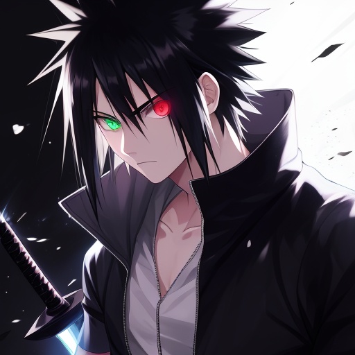 1boy,bangs,black gloves,black hair,closed mouth,collarbone,gloves,glowing,hair between eyes,heterochromia,holding weapon,looking at viewer,male focus,red eyes,shirt,solo,spiked hair,sword,uchiha sasuke,upper body,white shirt,<lora:2.9huoyingsd1.5:0.8>,