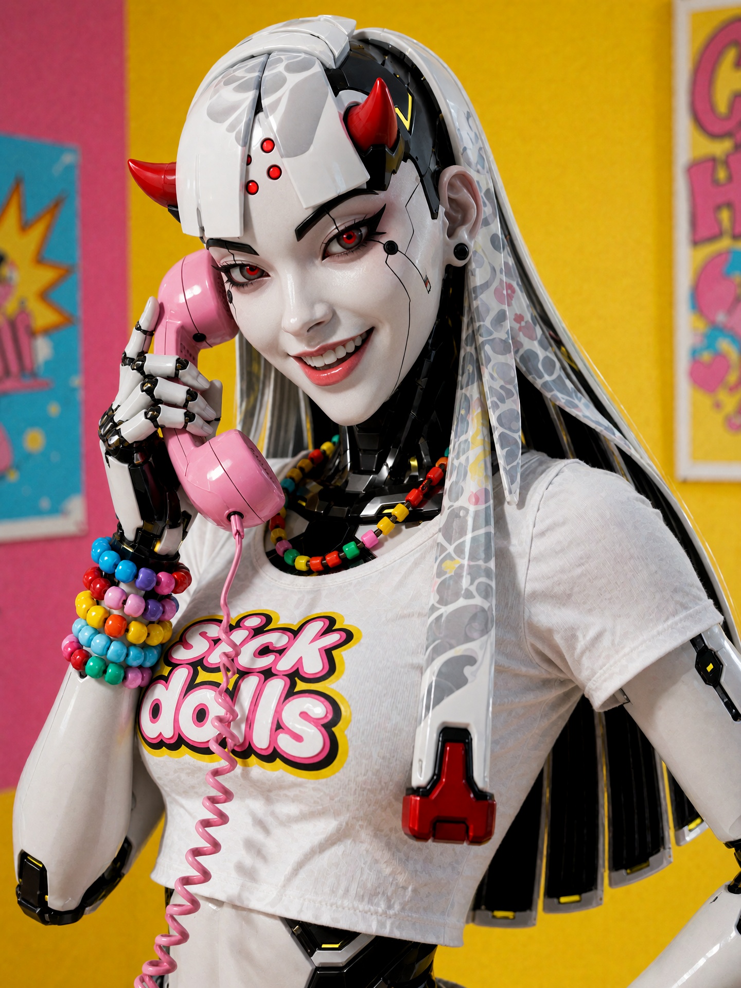 shion,  photorealistic female android,  porcelain-white synthetic skin on Tensor.Art