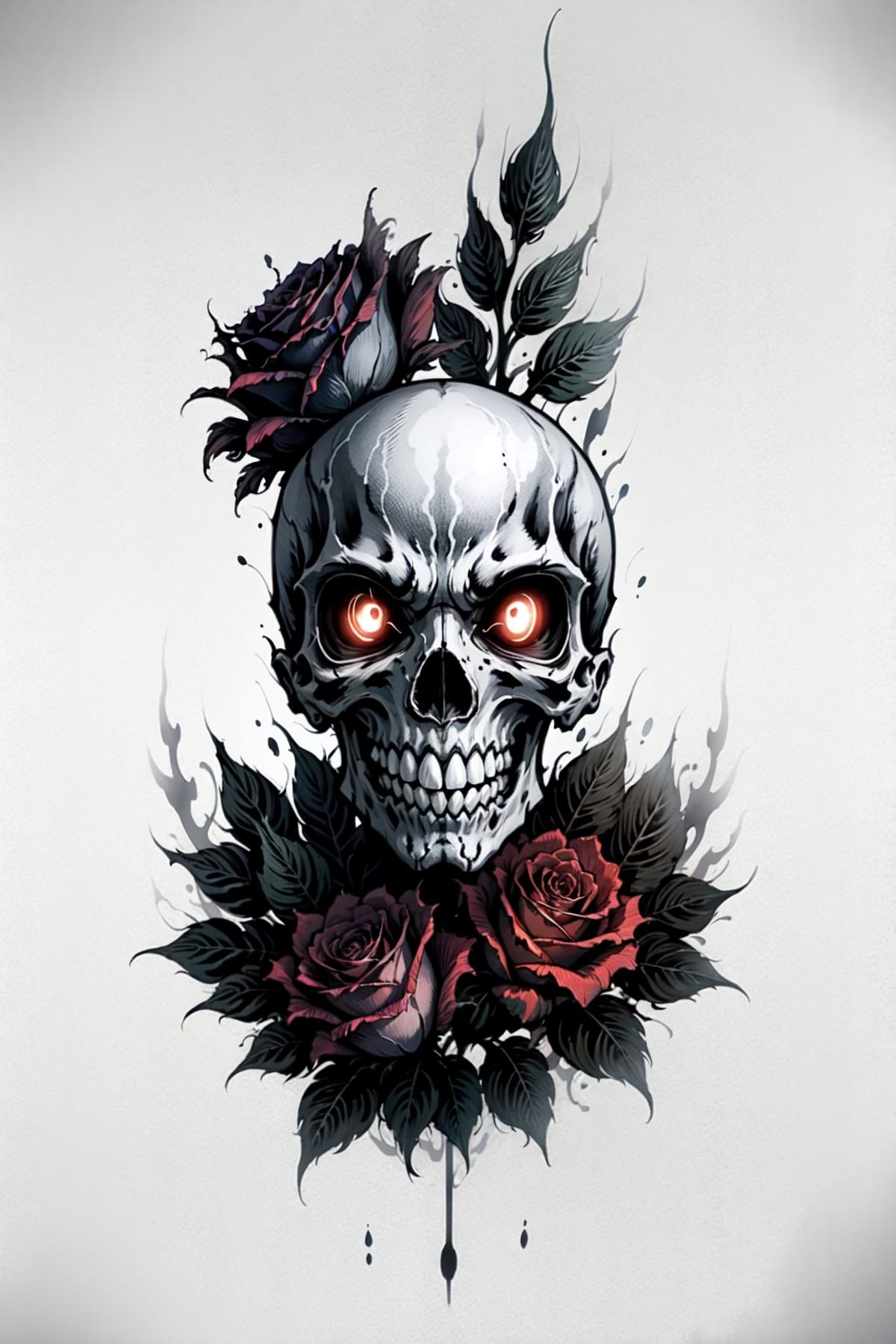 A skull,  rose,  flower on Tensor.Art