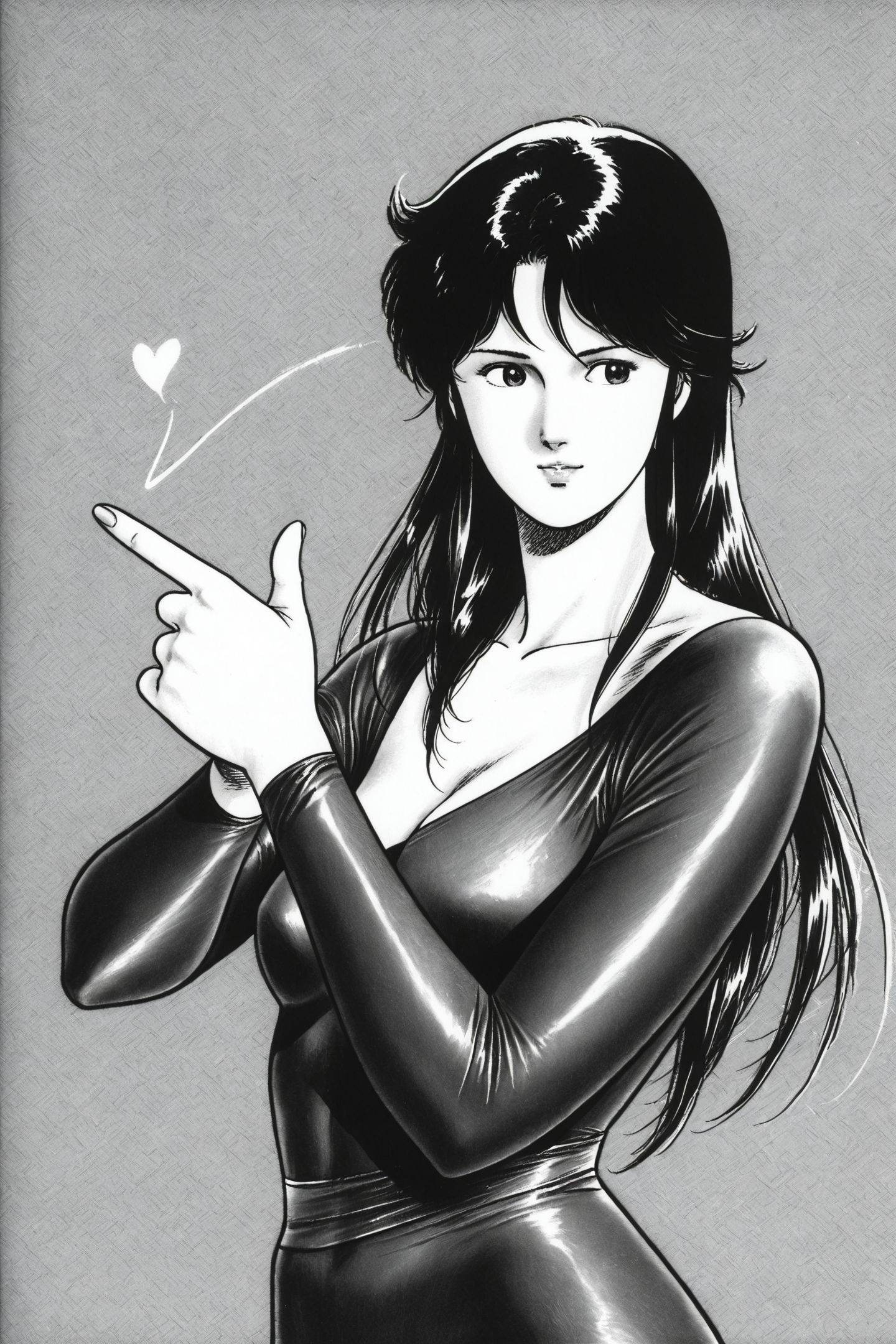 Tsukasa Hojo Style,  Hitomi Kisugi,  monochrome on Tensor.Art