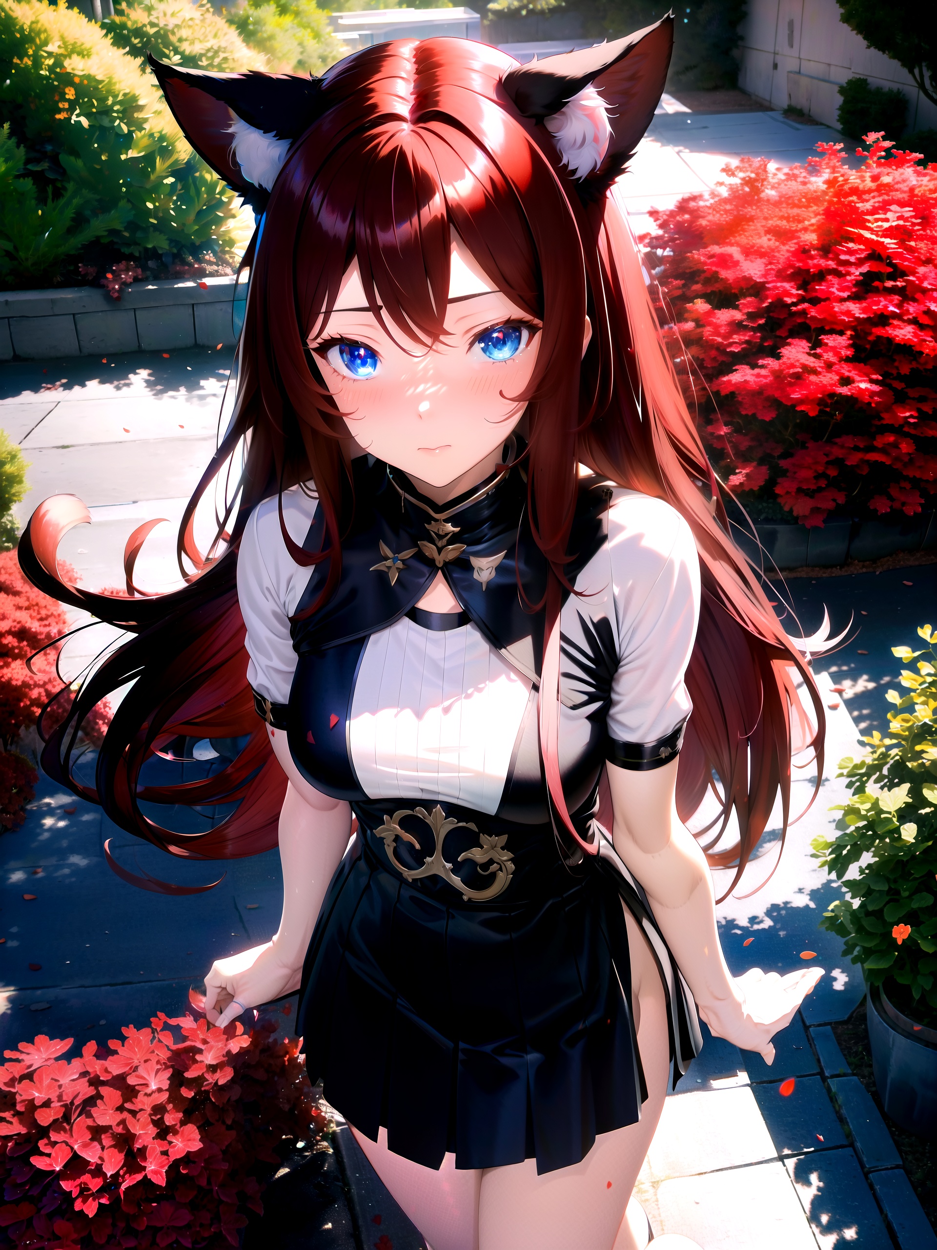 raifu,  dark red hair,  blue eyes on Tensor.Art