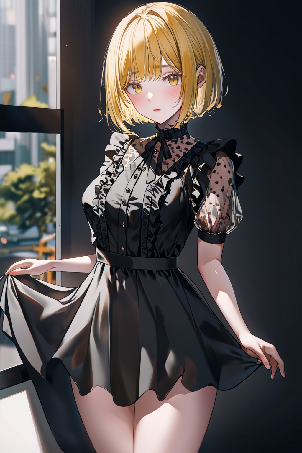 1girl,  yellow hair,  short hair on Tensor.Art