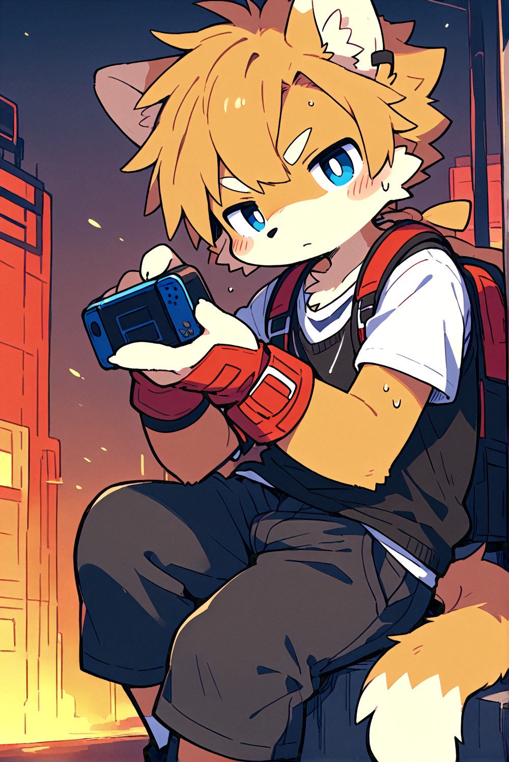 electronic pixel style,furry,1boy,random action,<lora:Electronic pixel style（电影工坊）:0.6>,