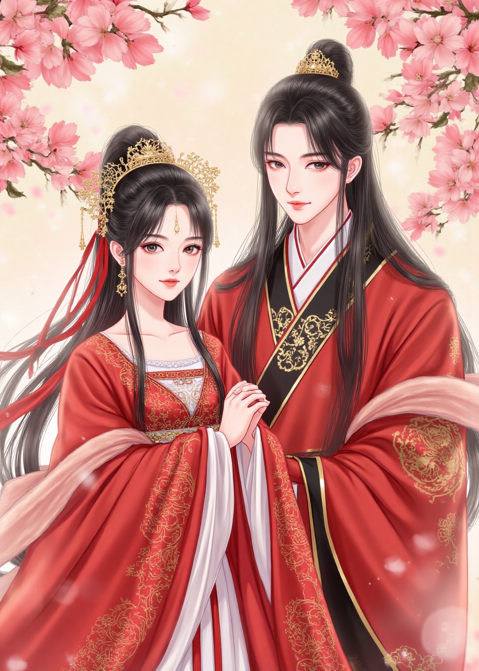 hanfu,1girl and 1boy,