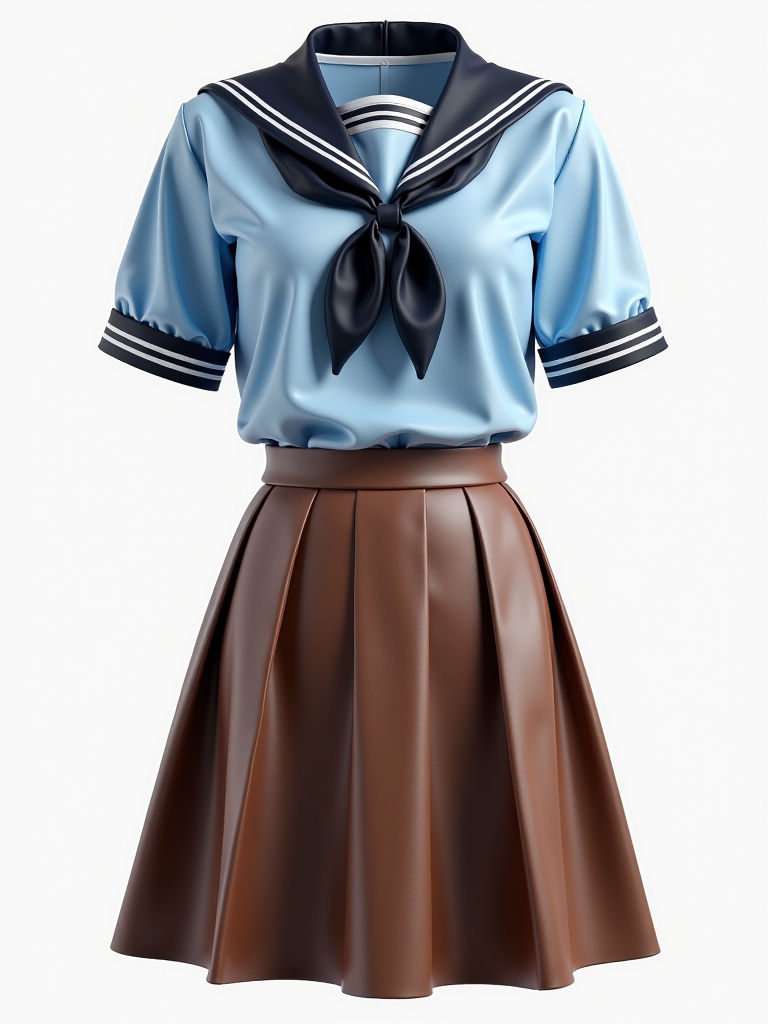 1girl arms behind back black neckerchief black neckwear black sailor collar black shirt blue background blue neckerchief blue sailor collar blue shirt brown background brown skirt collarbone cropped legs cropped torso facing away gradient gradient background grey background head out of frame long hair long sleeves midriff peek neckerchief pink background pleated skirt puffy short sleeves puffy sleeves sailor collar school uniform serafuku shirt short sleeves simple background skirt solo standing white background white sailor collar white shirt,
