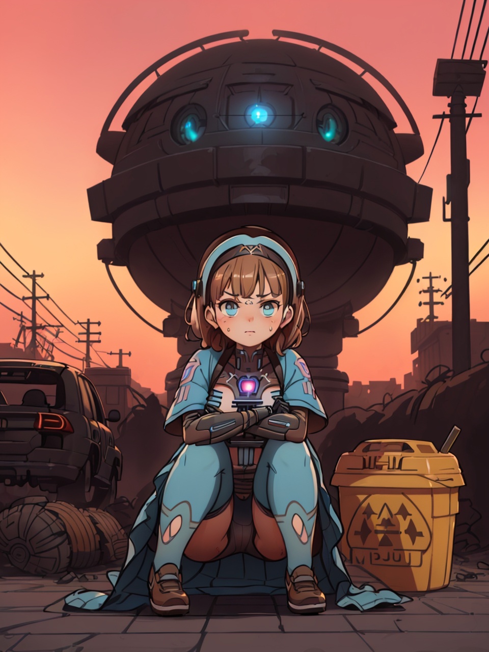 (hyperdetailed wasteland,  broken stone pillars,  burnt out cars on Tensor.Art