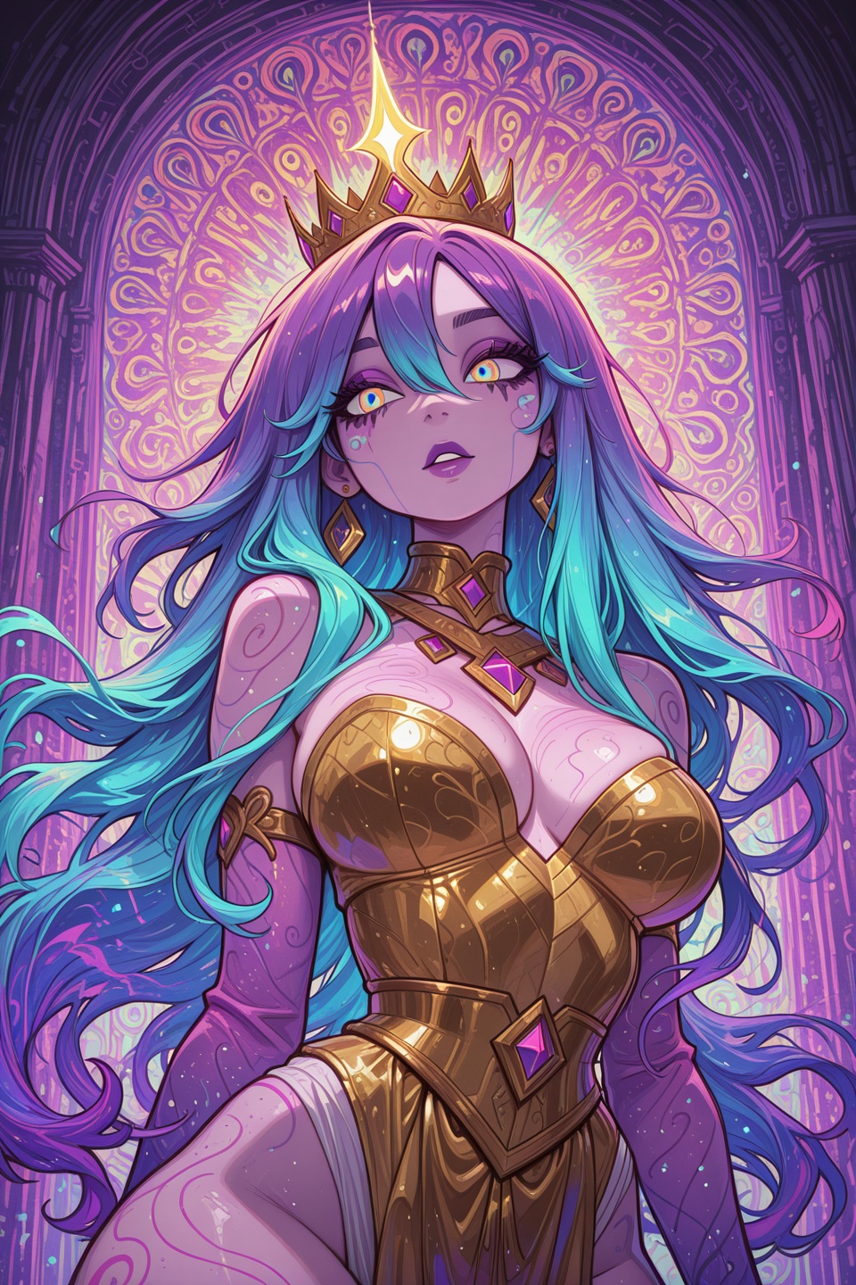 gothcartoonStyle,  in a bustling city,  a radiant-looking woman with short on Tensor.Art