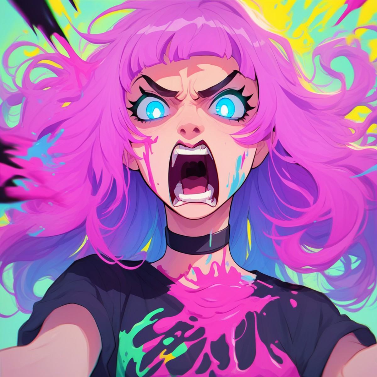 did vaporwave style,  1girl,  solo on Tensor.Art