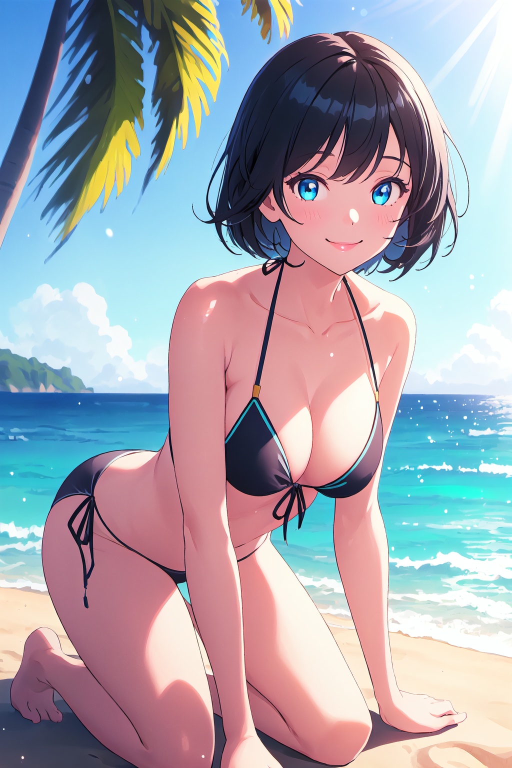 1girl,  black hair,  blue eyes on Tensor.Art