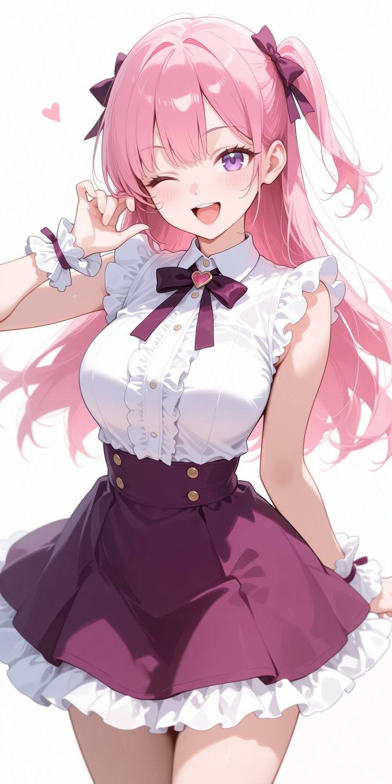 1girl,  pink hair,  one eye closed on Tensor.Art