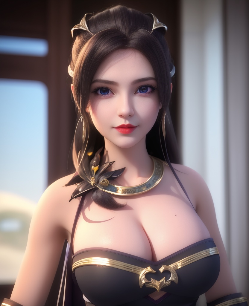 <lora:569-DA-星辰变-朔燕:0.8>(,1girl, ,best quality, ),looking at viewer,masterpiece, (( , )),, realistic,science fiction,mole, ultra realistic 8k cg, crescent moon, (cleavage), (),