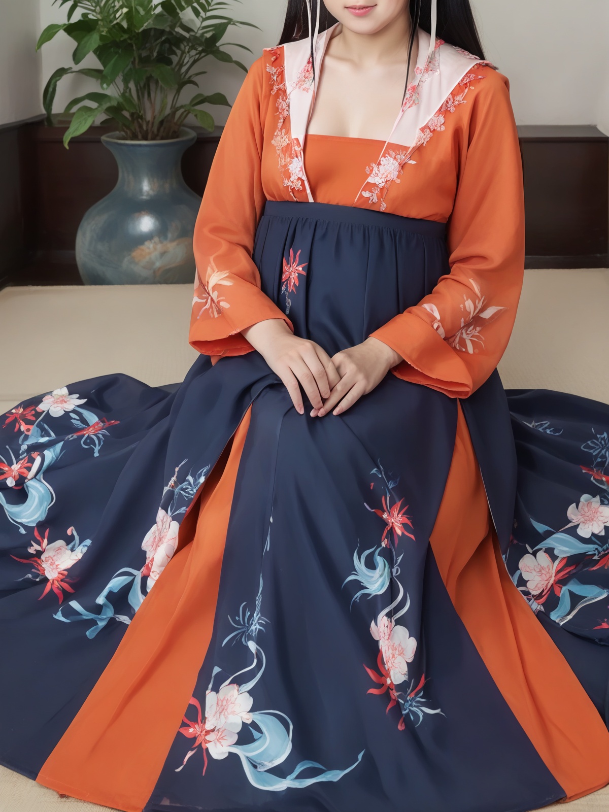 Chiffon blouse,  Print,  Ruffles on Tensor.Art