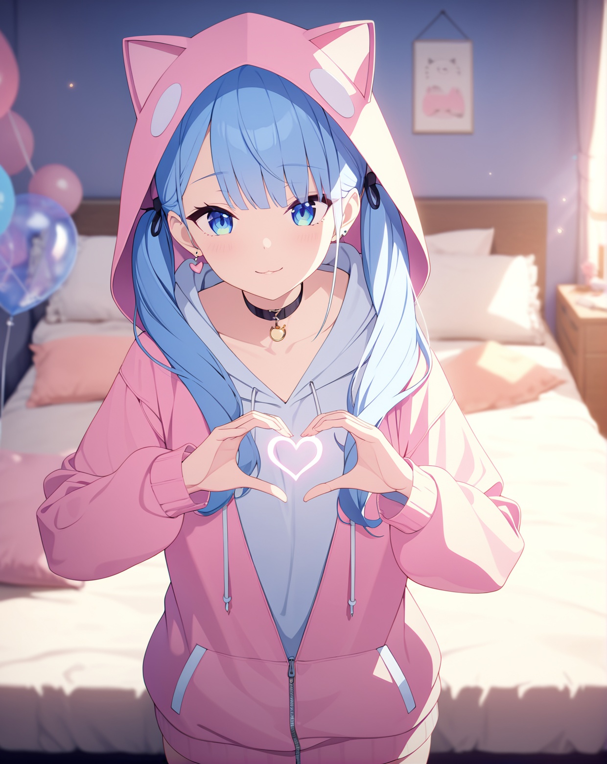 clear transparent balloon ,  twintail,  1girl on Tensor.Art