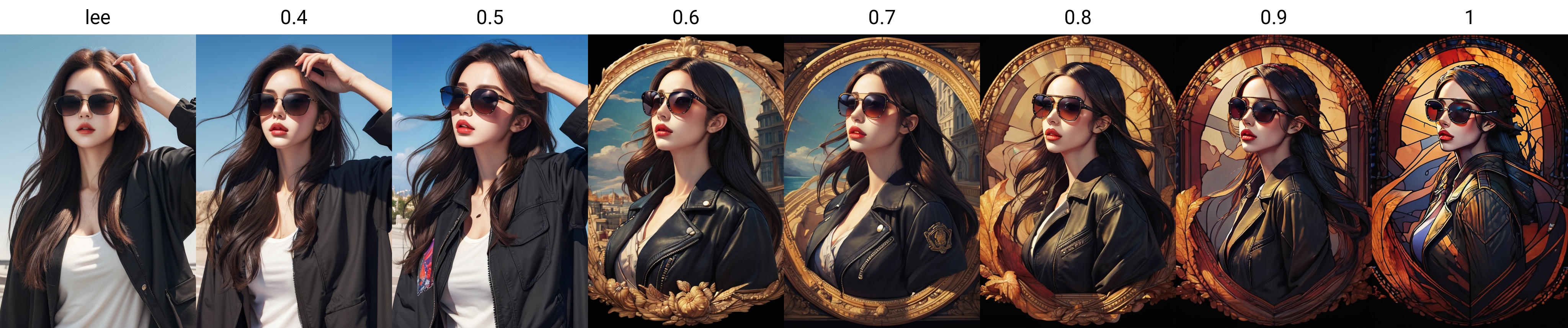 <lora:agchbl_64-000014:lee>,agchbl,(best quality),((masterpiece)),(highres),illustration,original,extremely detailed,a woman with long hair wearing a black jacket and sunglasses,half body,