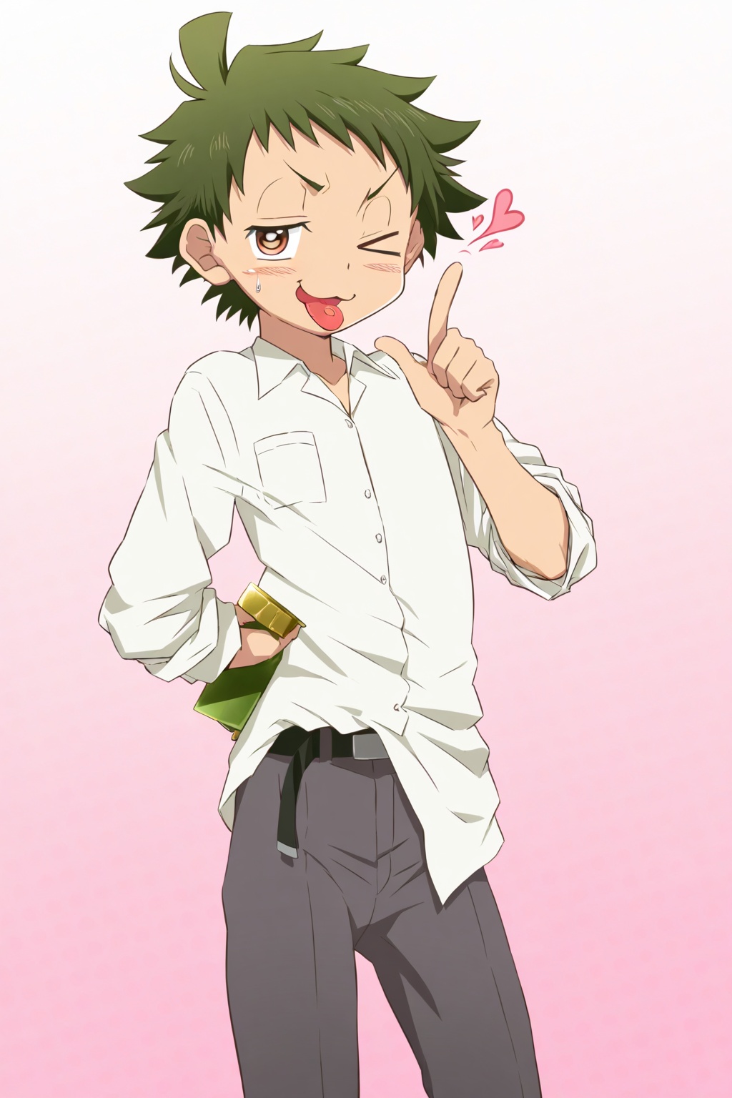 aocun,  green hair,  short hair on Tensor.Art