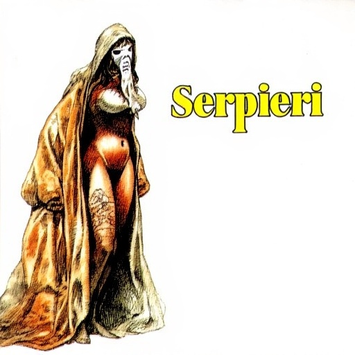 cover art,  by Serpieri,  a woman wearing a robe and a mask on Tensor.Art