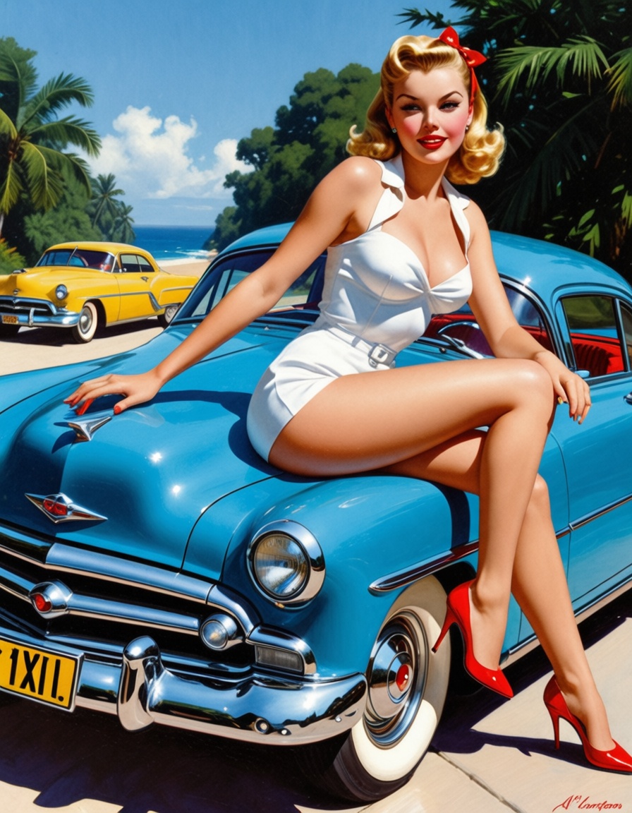 ehpin,  girl driving a car on Tensor.Art
