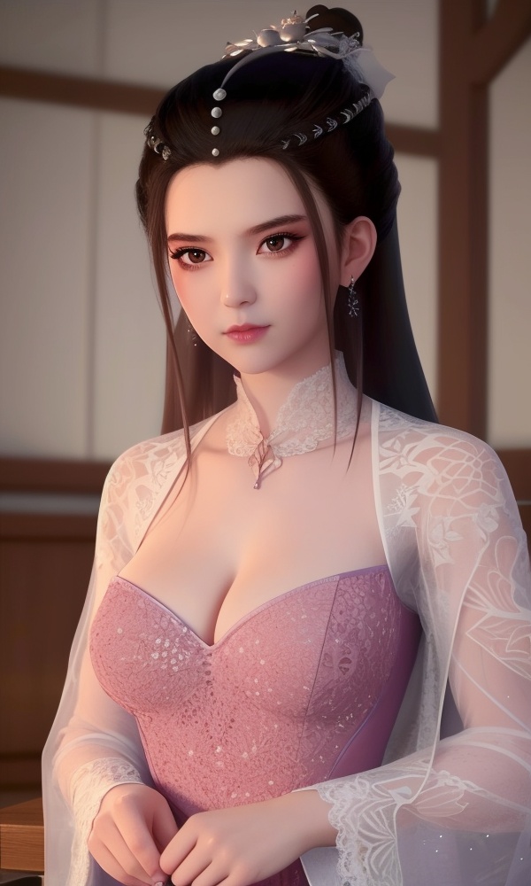 (,1girl, ,best quality, ),looking at viewer, <lora:431-DA-逆天邪神-楚月婵:0.8> ,, ,masterpiece, (( , )),ultra realistic 8k cg, ,    ,cleavage,strawberry blossoms,lace , (cleavage), (), 