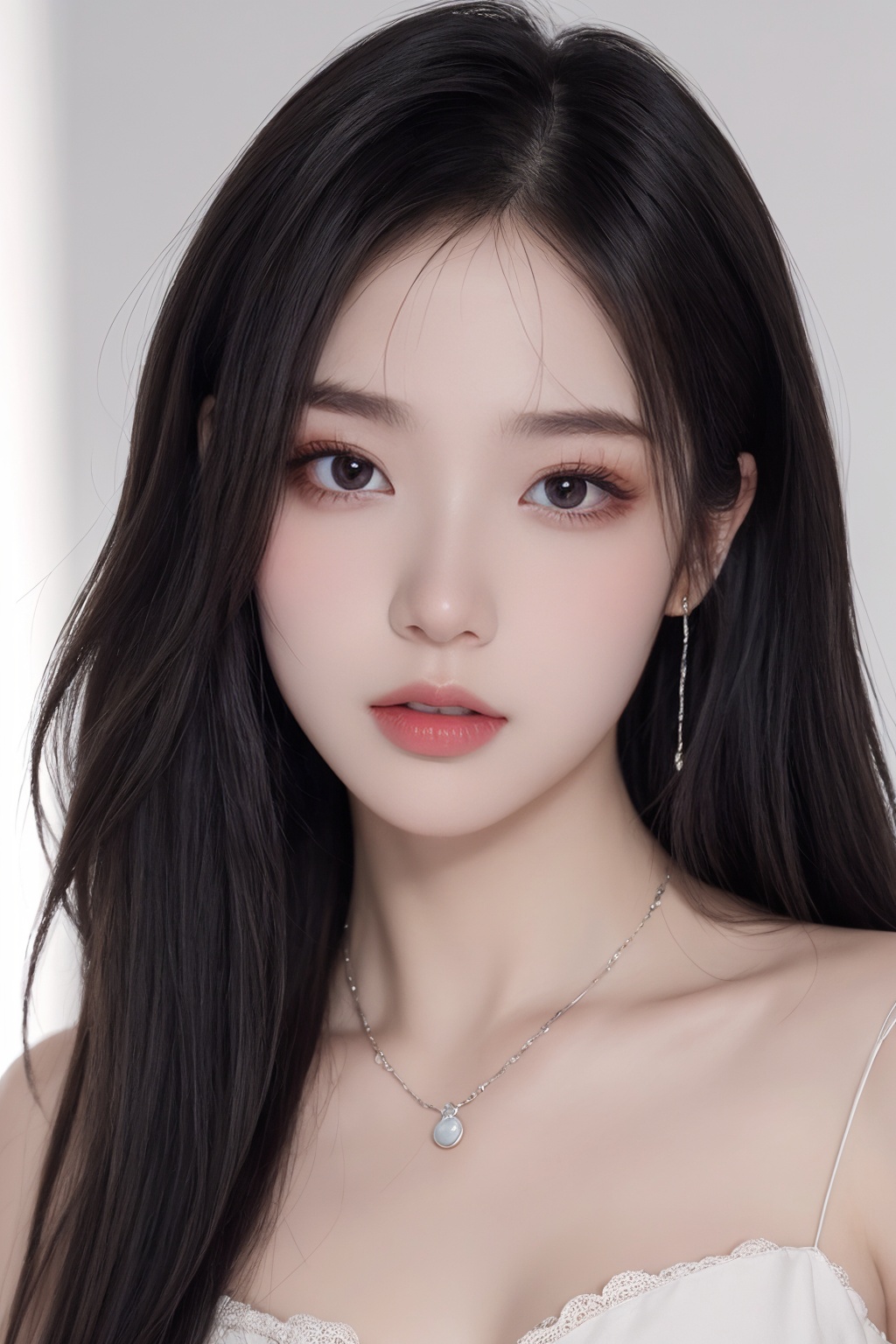 1girl,1girl,black eyes,black hair,bracelet,brown eyes,jewelry,lips,long hair,  <lora:美妆美女1.0:0.66>