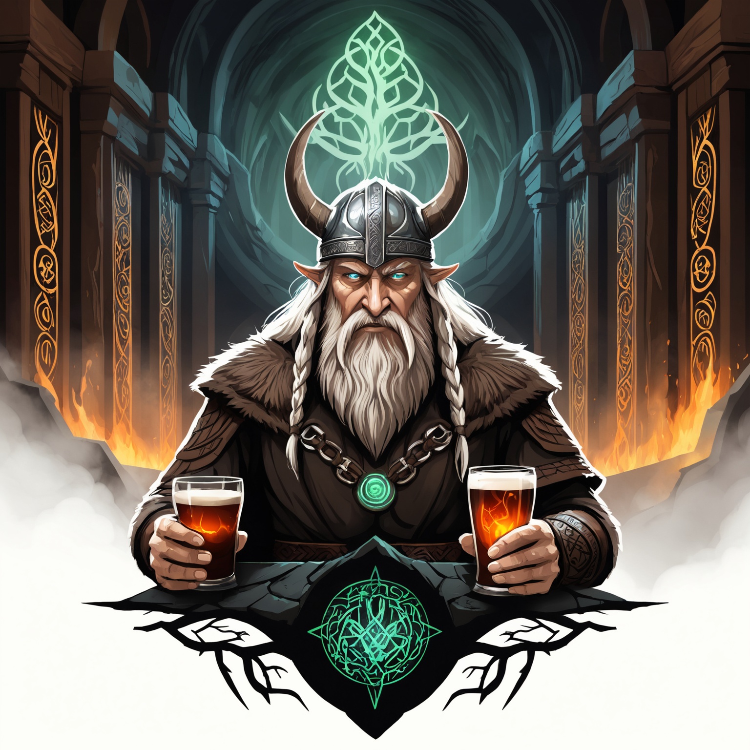 Epic artwork vector logo ,  insane details odin in valhalla hall,  vikings drinking met on Tensor.Art