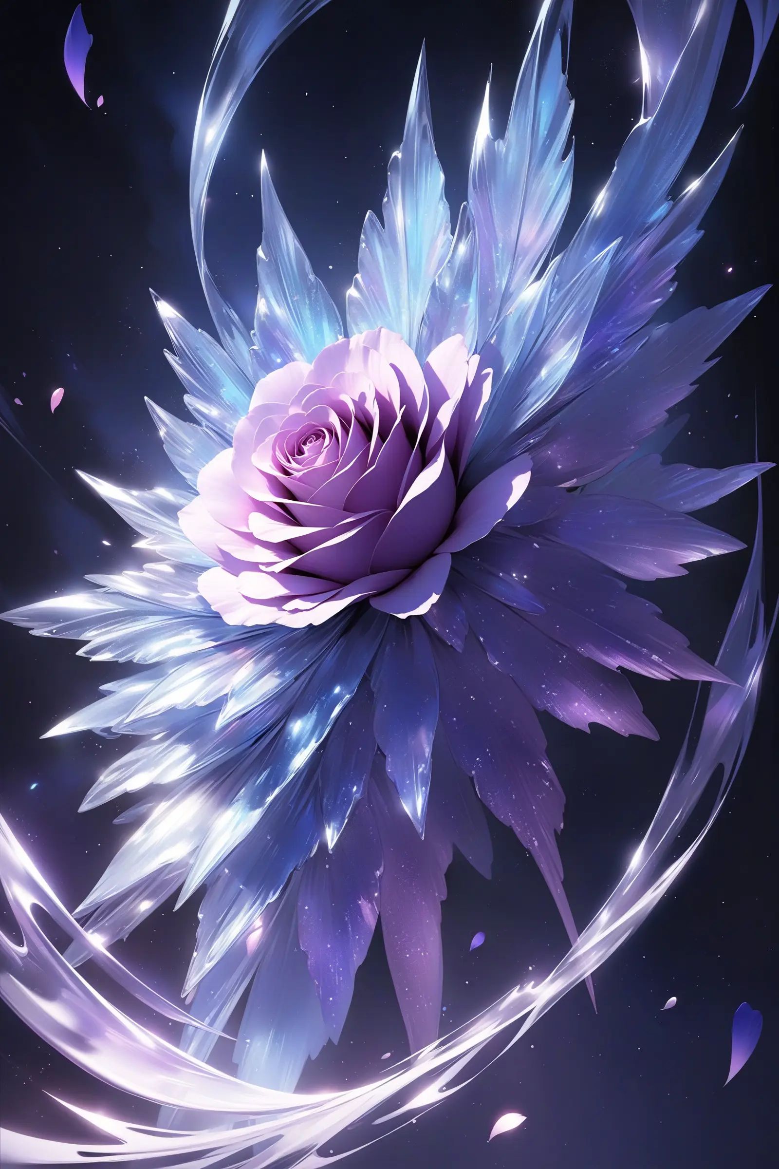 a cosmic rose,  the petals glitter with a crystalline shimmer,  swirling nebulas on Tensor.Art