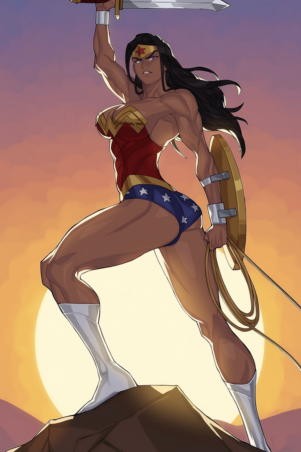 WWArma,  dark skin,  long hair on Tensor.Art
