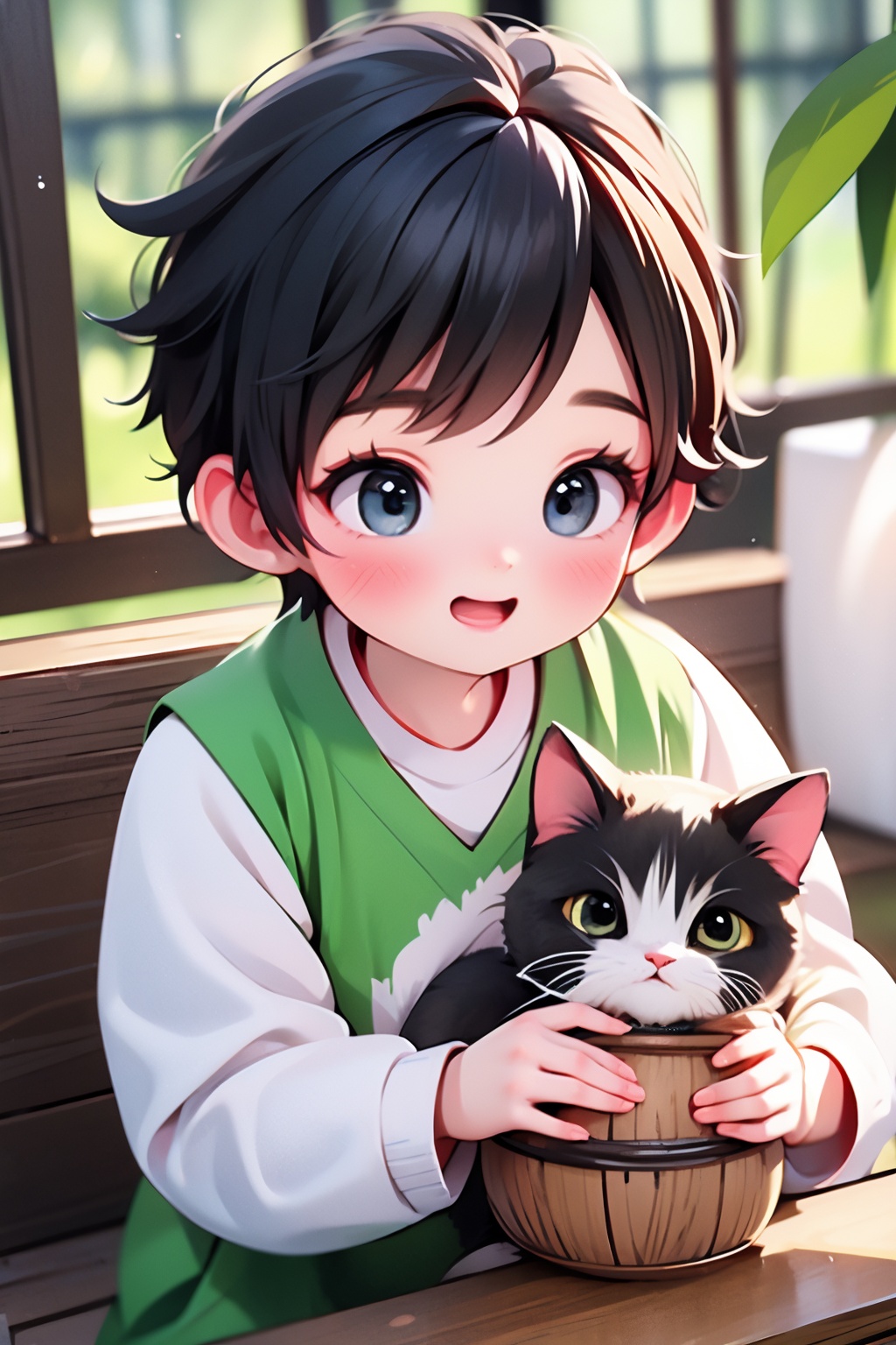 (1boy:1.2),cat,(indoor:1.2),