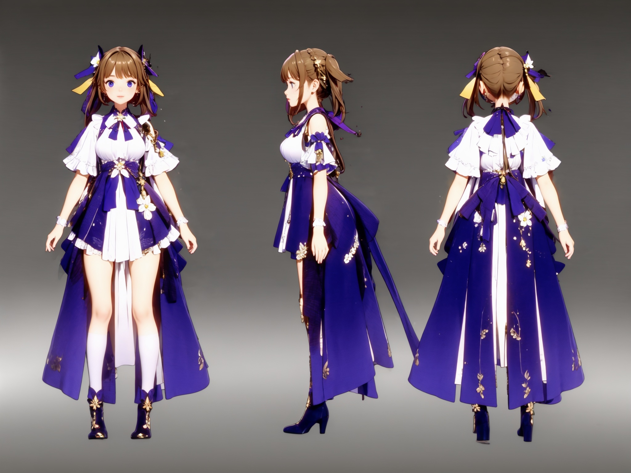 1girl,multiple views, <lora:AgainGameStyleMultiView_v1:1>