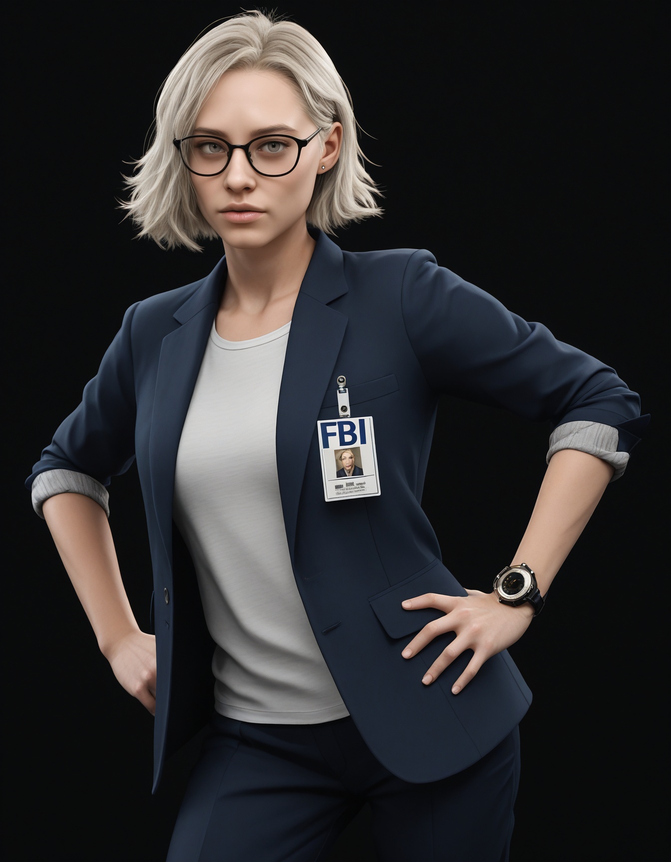 glasses,  black-framed eyewear,  suit on Tensor.Art