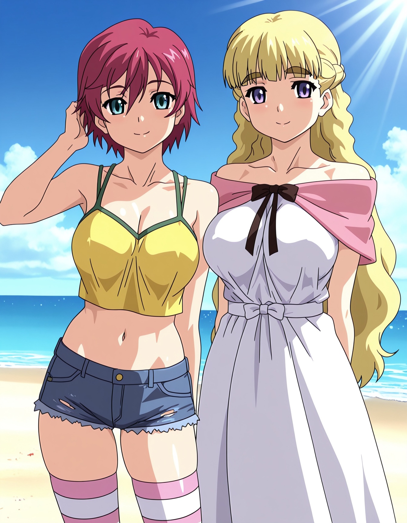 2girls,  cowboy shot,  looking at viewer on Tensor.Art