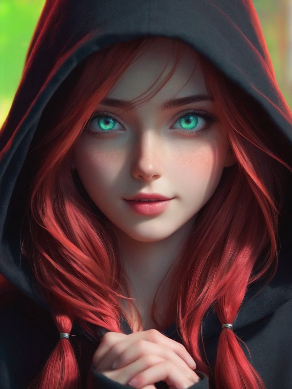 Stunningly beautiful 20 year old undine girl,  dark hooded floating humanoid entity,  hood by Shopon_skp on Tensor.Art