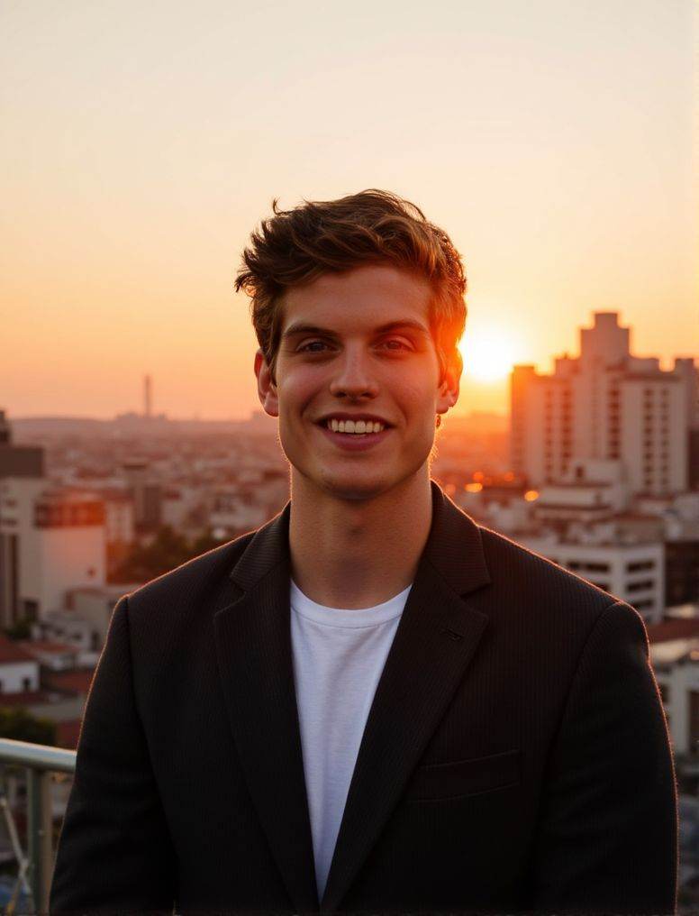 danielsharman ,  In the heart of a bustling city,  under the soft glow of a golden hour sunset on Tensor.Art