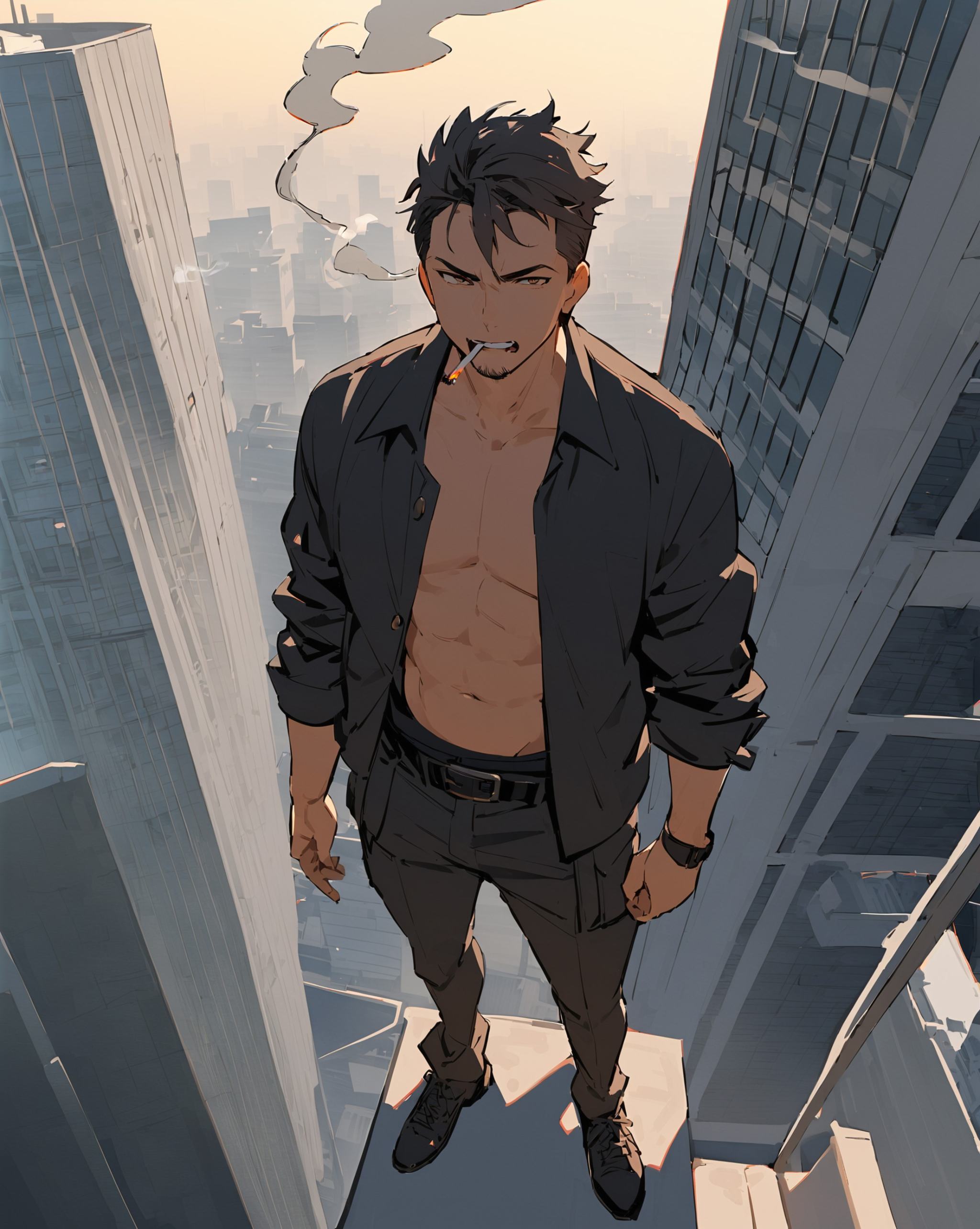 1boy,  male,  cigarette on Tensor.Art