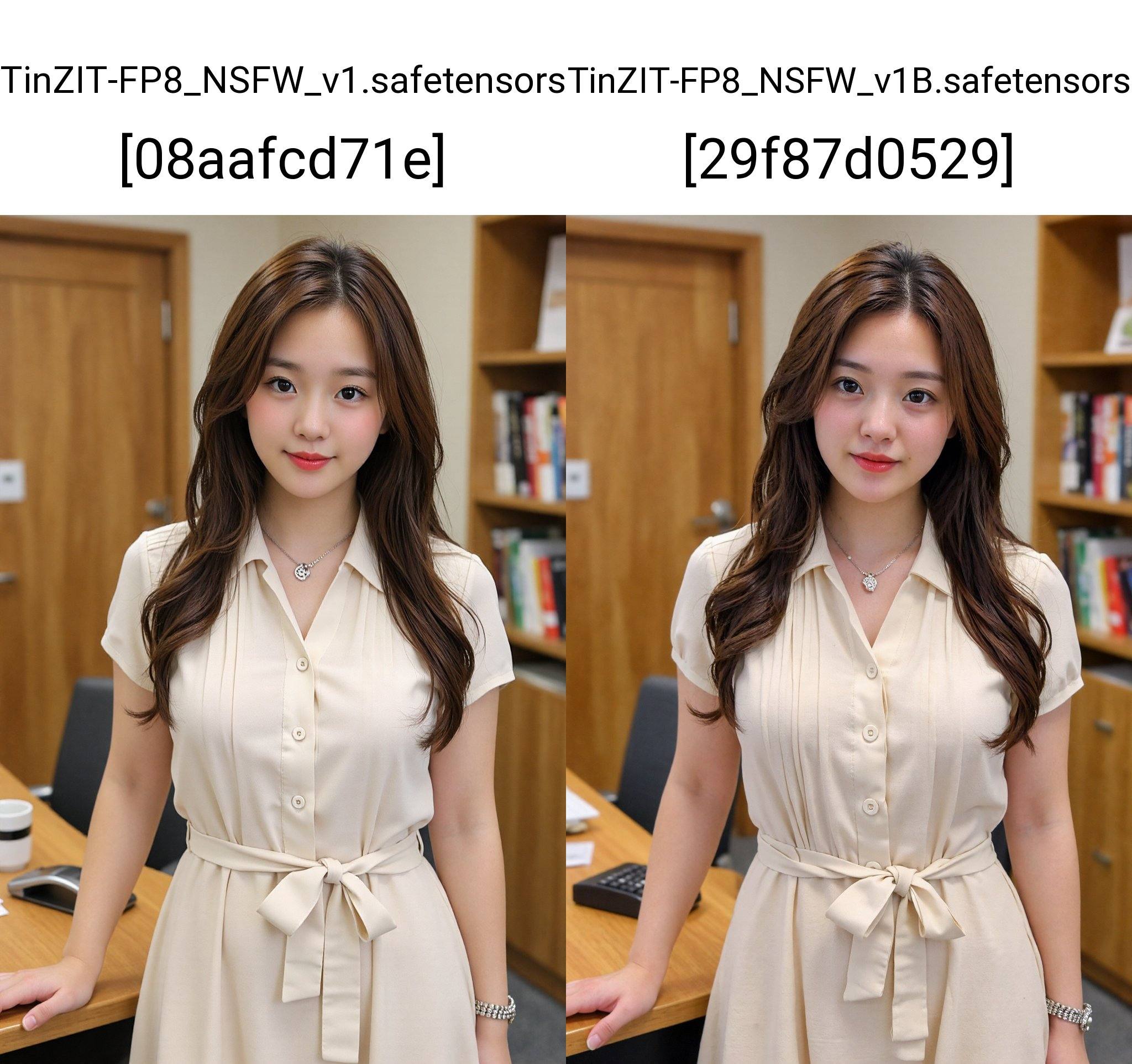A young East Asian woman,  appearing to be in her early twenties,  stands confidently in an office setting. She has long o...