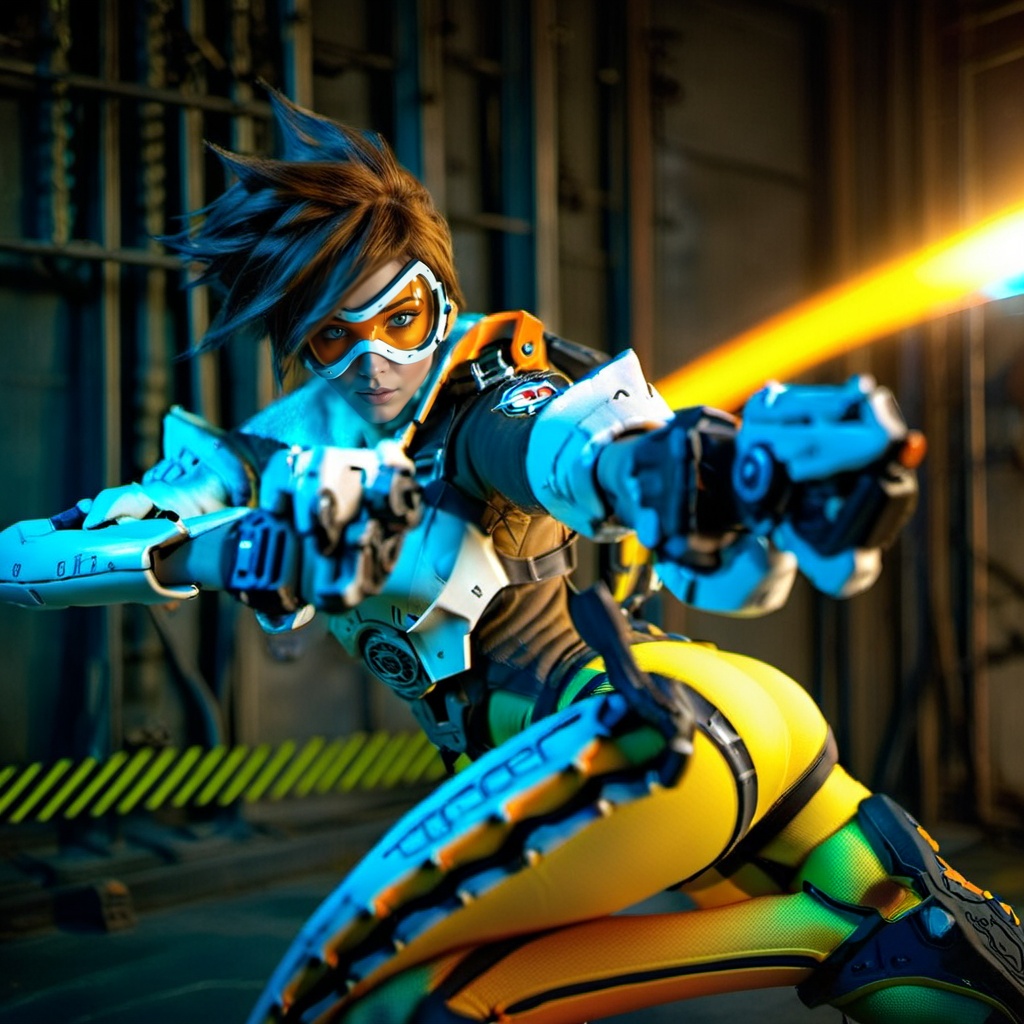 cinematic photo a woman with an orange glassmask holding guns in a futuristic cyberpunk background,  neon lights . 35mm ph...