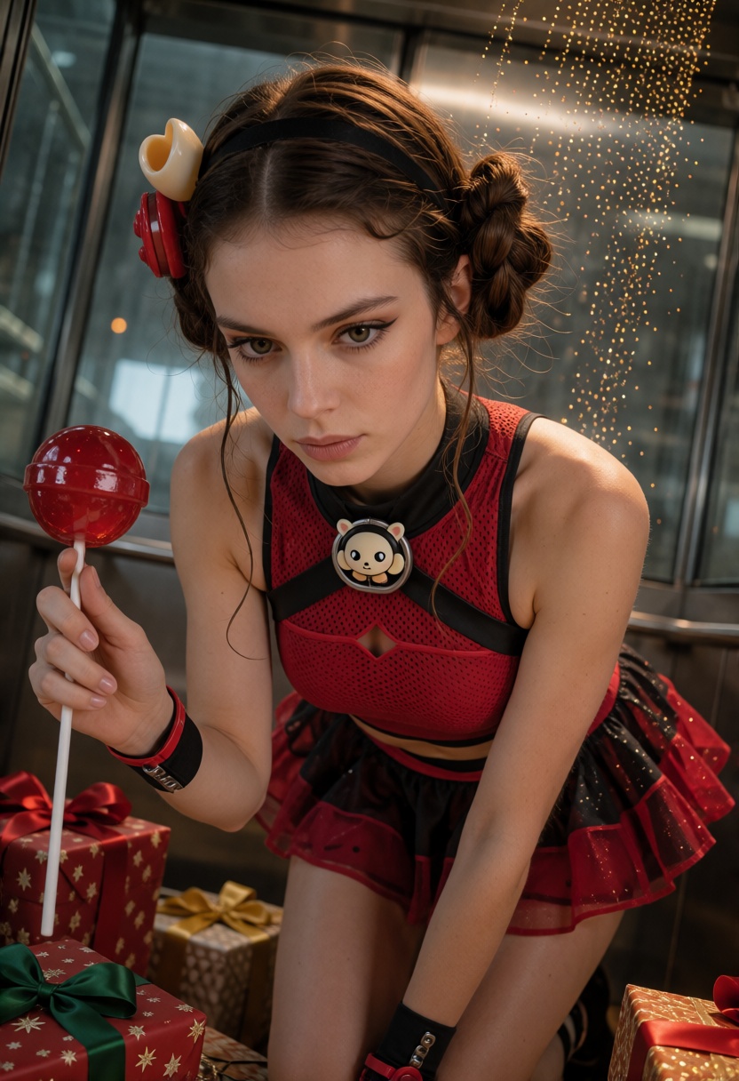 AmyX,  brown hair arranged in a twisted low updo with soft tendrils A photorealistic cinematic photograph of a 21-year-old...