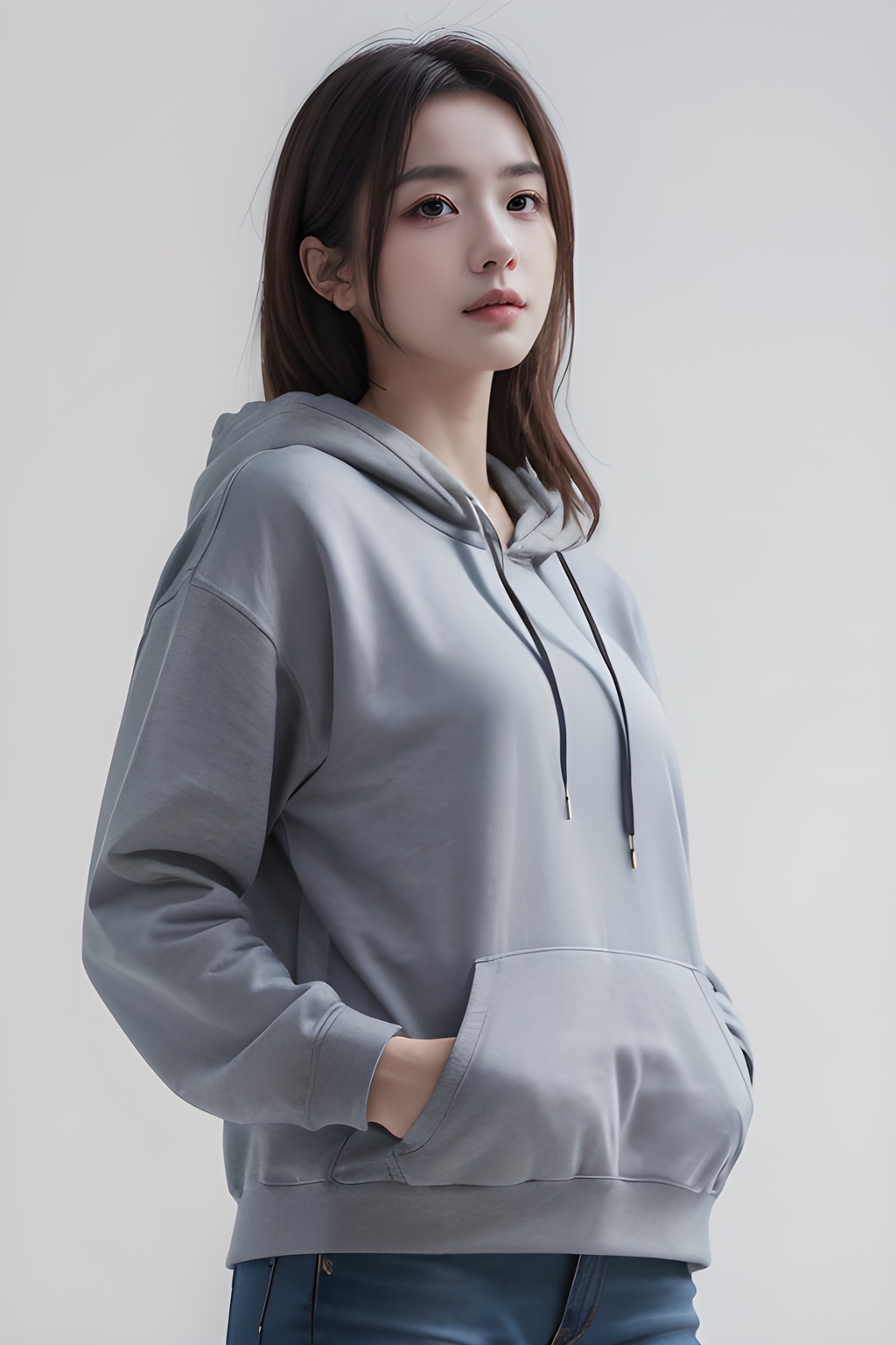 <lora:0809_01:0.7>,simple background,hoodie,, 1girl,realistic,masterpiece, best quality, photorealistic, HDR,detail