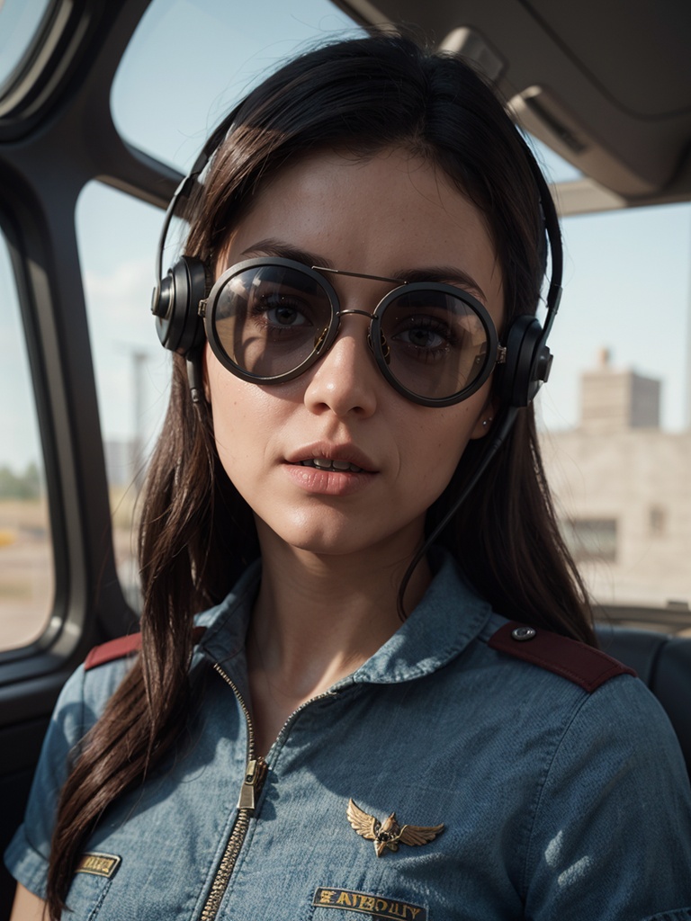 a beautiful girl pilot wearing aviator googles,  unreal engine render,  8k on Tensor.Art