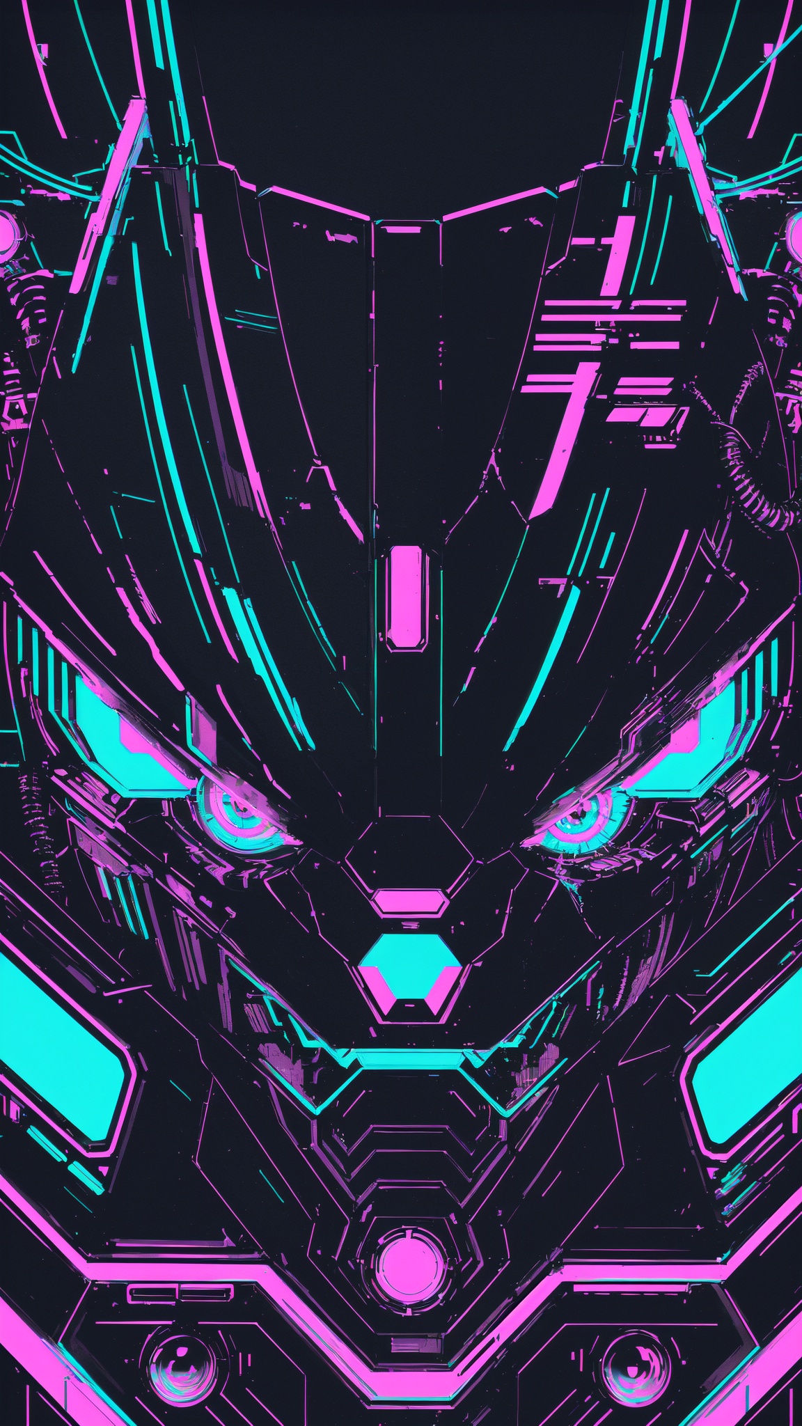 cat portrait,  cyberpunk,  black background on Tensor.Art