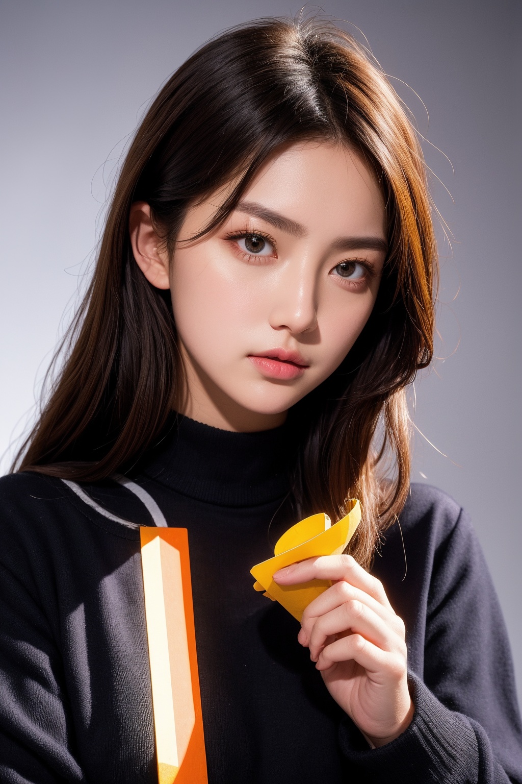 1girl,  black background,  black eyes on Tensor.Art