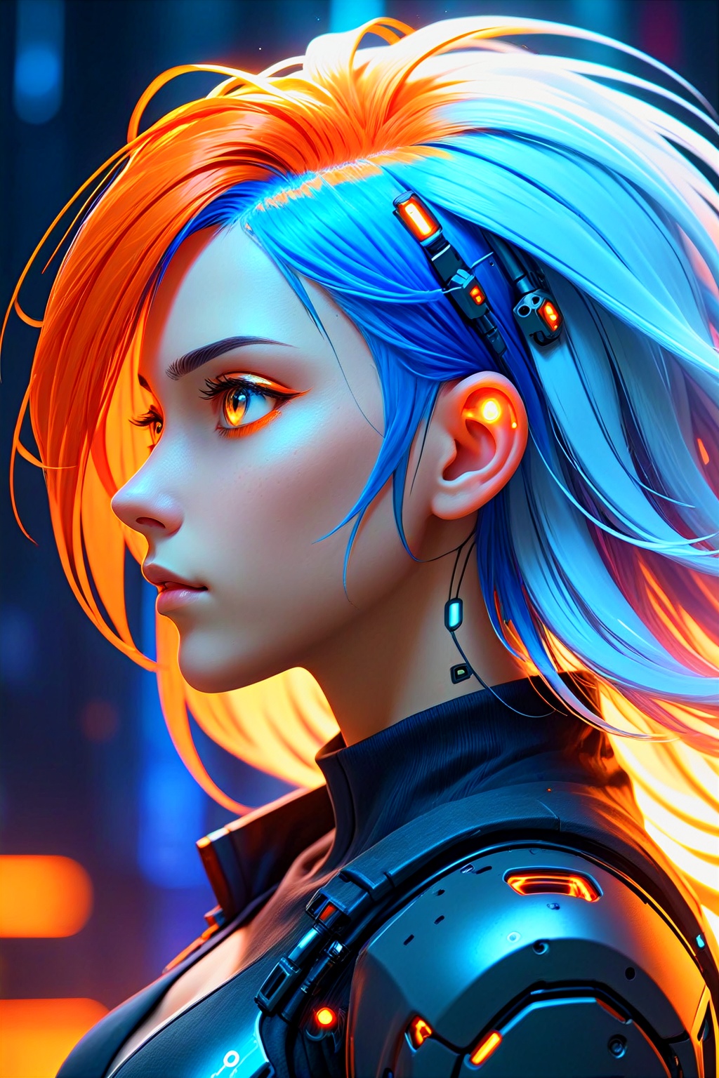 white hair,  blue hair,  orange hair on Tensor.Art