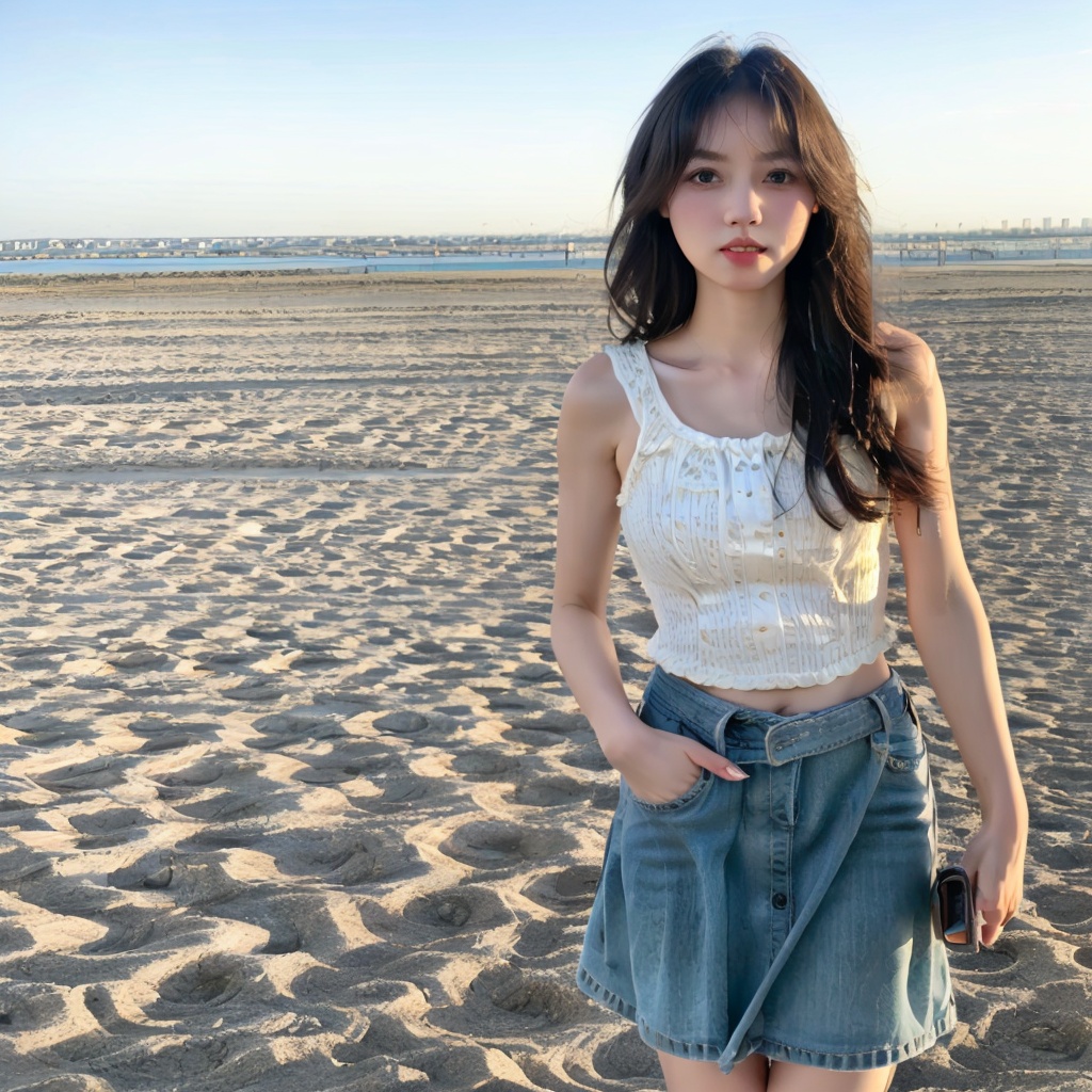 1girl,solo,skirt,building,city,cityscape,skyscraper,bridge,standing,looking_at_viewer,<lora:极品微胖美女:0.8>,