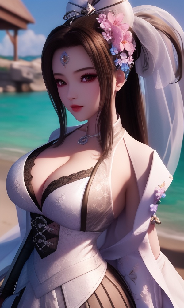 (,1girl, ,best quality, ),looking at viewer, <lora:411-DA-太一剑仙传-季师师:0.8> ,ultra detailed background,ultra detailed background,ultra realistic 8k cg,, ,masterpiece, (( , )),, , , hyper blossom,    (cleavage), (), ,, 