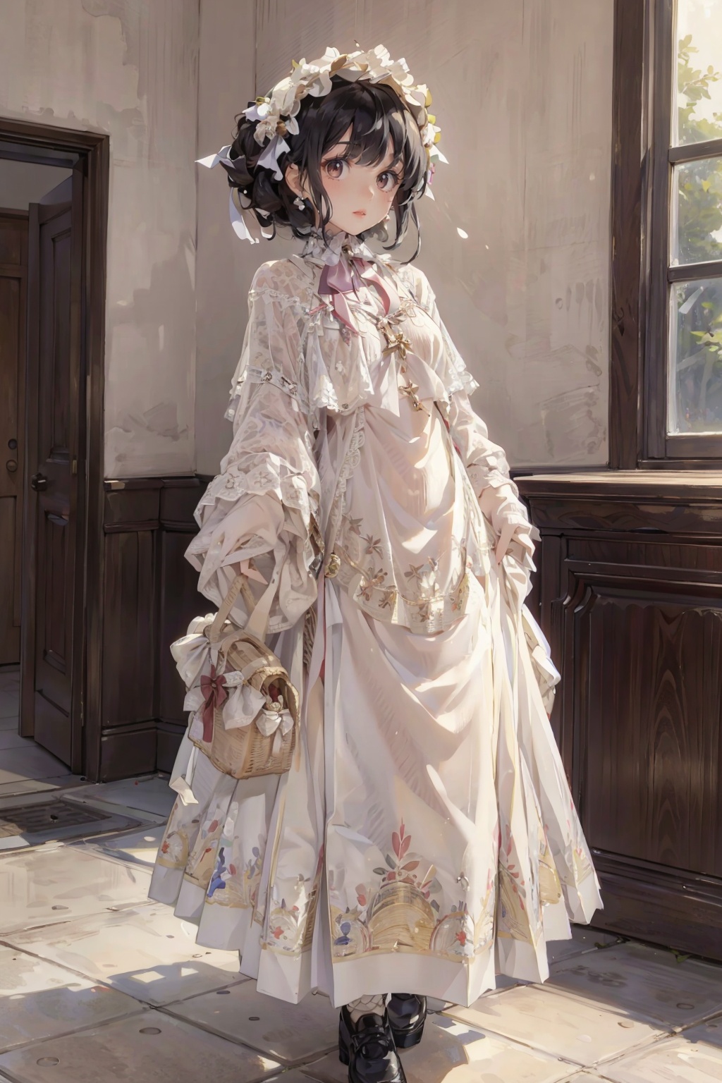 (((masterpiece))),(((best quality))),1girl,black hair,<lora:HYZZ_1-000004:0.9>,full body,dress,