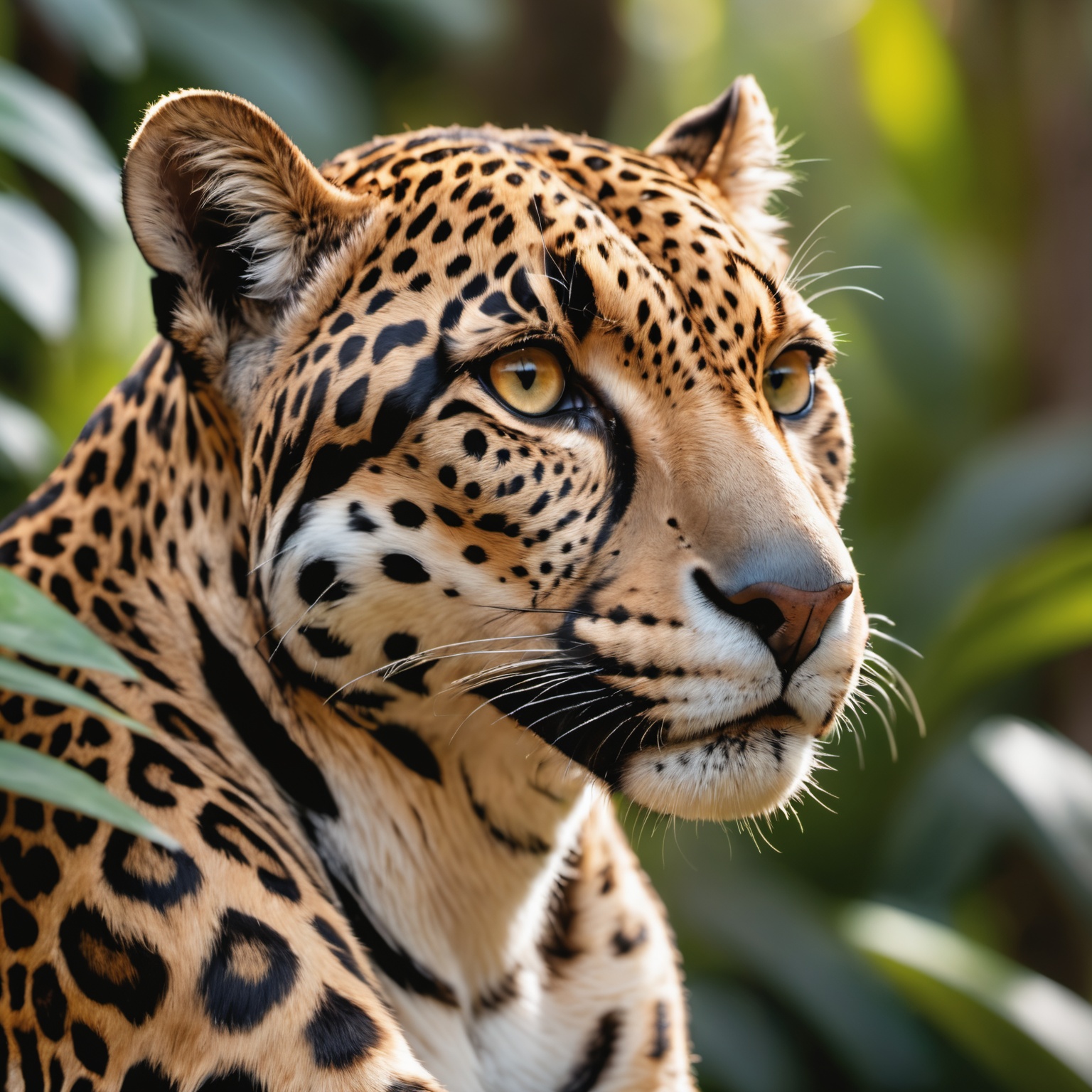detailed ,  face photo of an jaguar,  jungle background on Tensor.Art