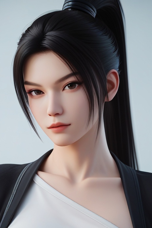 core_9,score_8_up,score_7_up,ningyao_jl,1girl,black hair,brown eyes,ponytail,upper_body,
